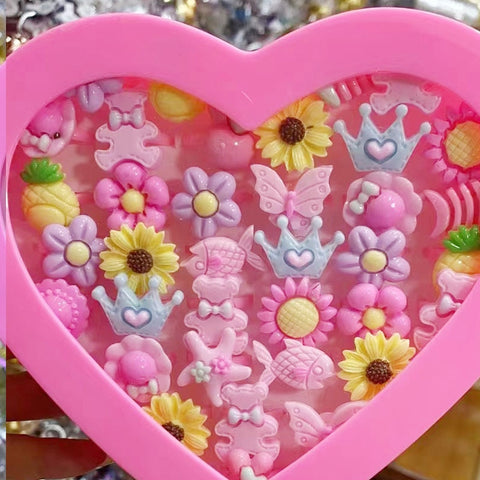 10pcs/lot Children's Cartoon Rings Candy Flower Animal Bow Shape Ring Set Mix Finger Jewellery Rings Kid Girls Toys Anillo