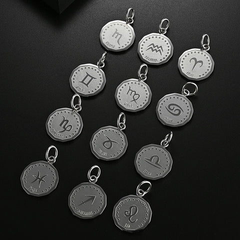 12 Zodiac Signs Constellations Pendant Necklace For Women Men Birthday Gift Stainless Steel Jewelry Virgo Cancer Aries Gemini
