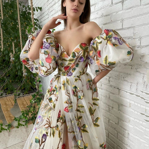 2023 New Dress Bohemian Retro Pattern Colorful Embroidered Sexy Loose Long Dress