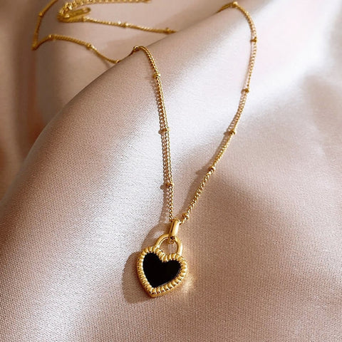 Vintage Double Sided Heart Pendant Necklace For Women Girl Clavicle Chain Choker New Fashion Trendy Jewelry Gift Party