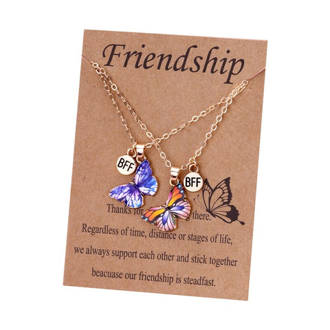 2pcs/set Best Friends Love Couple Heart Pendant Necklace Rainbow Broken Heart BFF Good Friends Friendship Jewelry Gift