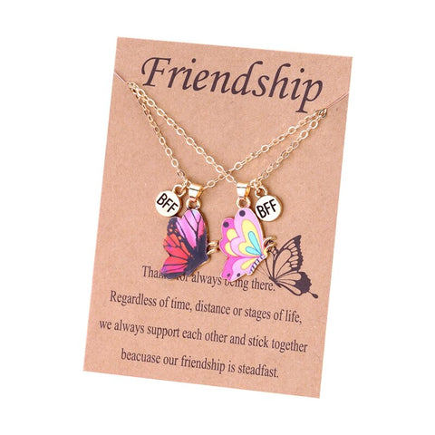 2pcs/set Best Friends Love Couple Heart Pendant Necklace Rainbow Broken Heart BFF Good Friends Friendship Jewelry Gift