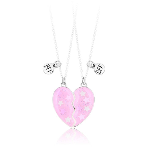 2pcs/set Best Friends Love Couple Heart Pendant Necklace Rainbow Broken Heart BFF Good Friends Friendship Jewelry Gift