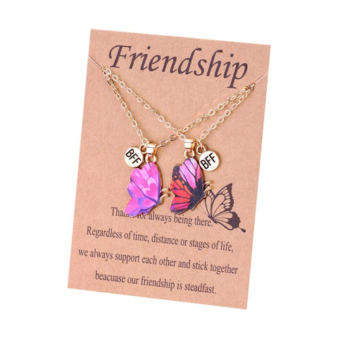 2pcs/set Best Friends Love Couple Heart Pendant Necklace Rainbow Broken Heart BFF Good Friends Friendship Jewelry Gift