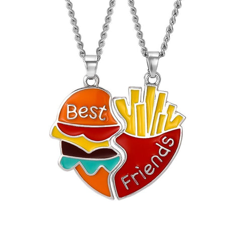 2pcs/set Best Friends Love Couple Heart Pendant Necklace Rainbow Broken Heart BFF Good Friends Friendship Jewelry Gift