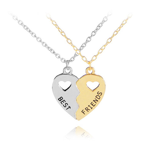 2pcs/set Best Friends Love Couple Heart Pendant Necklace Rainbow Broken Heart BFF Good Friends Friendship Jewelry Gift