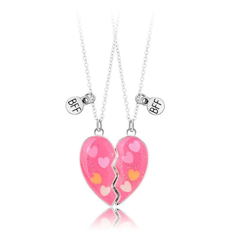 2pcs/set Best Friends Love Couple Heart Pendant Necklace Rainbow Broken Heart BFF Good Friends Friendship Jewelry Gift