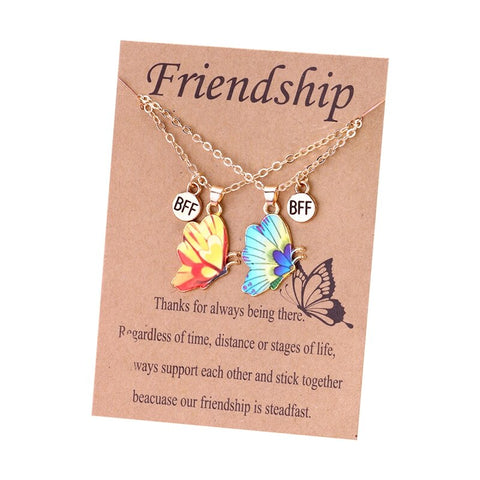 2pcs/set Best Friends Love Couple Heart Pendant Necklace Rainbow Broken Heart BFF Good Friends Friendship Jewelry Gift