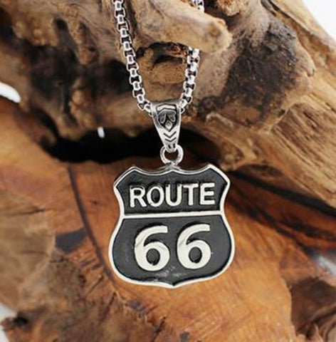 Classic Route 66 Pendant Necklace Jewelry Historic Mother Road Men's Biker Race Party Accessories Gift