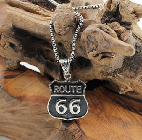 Classic Route 66 Pendant Necklace Jewelry Historic Mother Road Men's Biker Race Party Accessories Gift