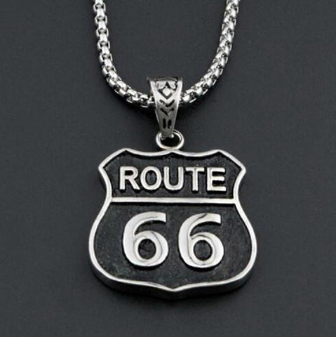 Classic Route 66 Pendant Necklace Jewelry Historic Mother Road Men's Biker Race Party Accessories Gift