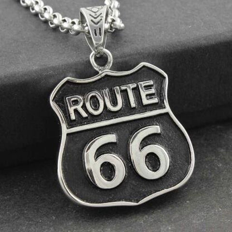 Classic Route 66 Pendant Necklace Jewelry Historic Mother Road Men's Biker Race Party Accessories Gift