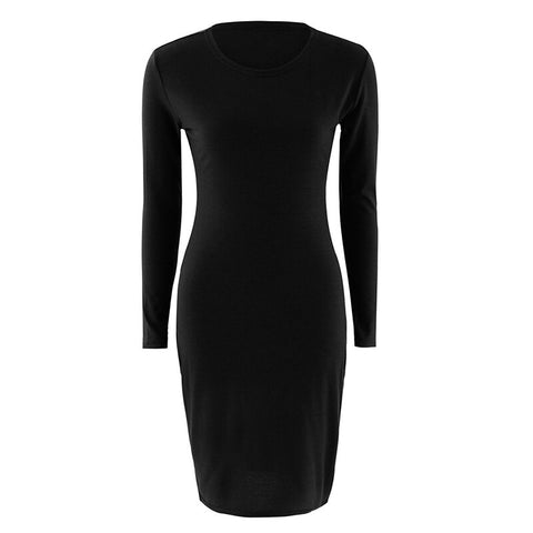 Crew Neck Sexy Streetwear Office Long Sleeve Women Dress Daily Party Tight Fitting Autumn Winter Solid Casual