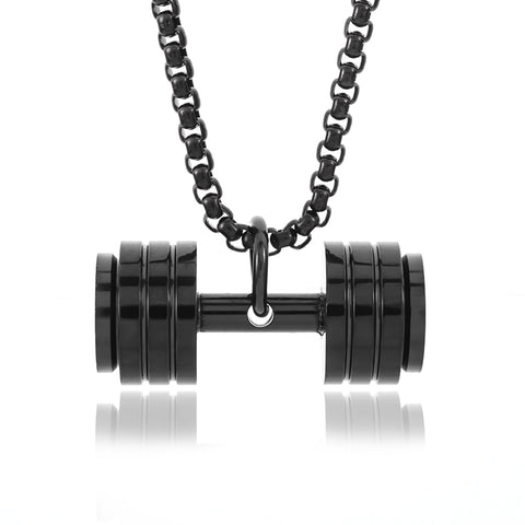 Dumbbells Necklace for Men Casual Sports Jewelry Gift Fitness Barbell Necklace 3 Colors Optional