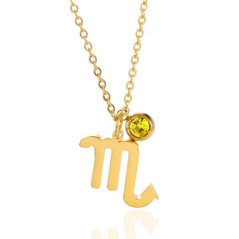 Elegant Trendy Shiny Crystal Star Zodiac Sign Taurus Capricorn Scorpio Twelve 12 Constellation Pendant Necklaces Women Female