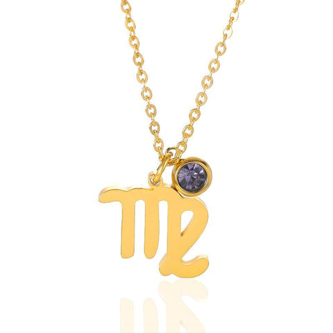 Elegant Trendy Shiny Crystal Star Zodiac Sign Taurus Capricorn Scorpio Twelve 12 Constellation Pendant Necklaces Women Female