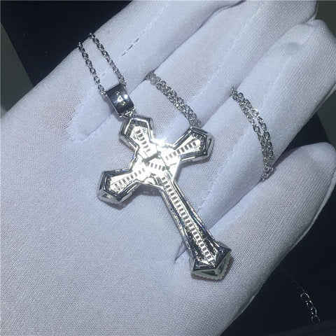 Fashion High-End Shiny Zircon Cross Pendant Men and Women Trend Personality Banquet Necklace Jewelry