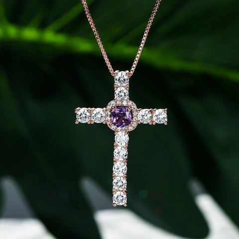 Fashion High-End Shiny Zircon Cross Pendant Men and Women Trend Personality Banquet Necklace Jewelry