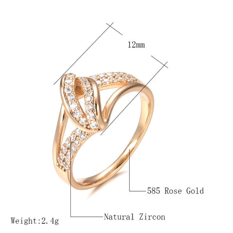 Geometric Hollow Twist Inlay Zircon Women Rings Golden Unusual Jewelry Party Daily Wear Rings