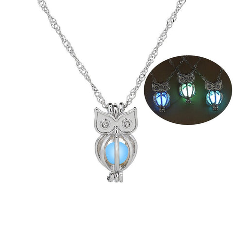 Glow in The Dark Locket necklace For Women Gun skull Heart mermaid Cross tortoise Glowing beads cage pendant Fashion Jewelry