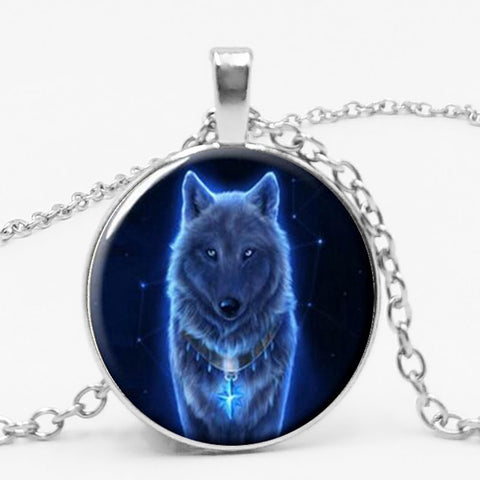 Gothic Custom Necklace  Gothic Nymph Nordic Wiccan Murano Glass Wolf Cabochon Dark Necklace Glass Pendant Collares Kids Jewelry