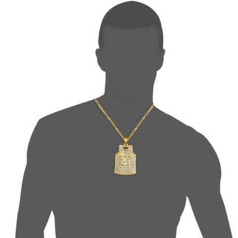 Hip Hop Ice Out Zircon Size 23 Jersey Pendant Necklace for Men Women Punk Rock Party Jewelry Gift