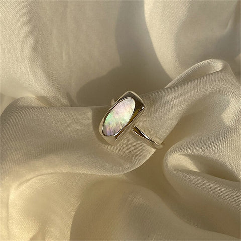 INS Minimalist Silver Color Irregular Wrinkled Surface Finger Rings Creative Geometric Punk Opening Ring for Women Girls Jewelry