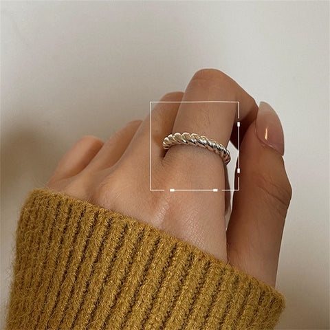 INS Minimalist Silver Color Irregular Wrinkled Surface Finger Rings Creative Geometric Punk Opening Ring for Women Girls Jewelry