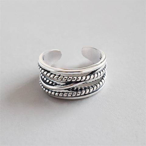 INS Minimalist Silver Color Irregular Wrinkled Surface Finger Rings Creative Geometric Punk Opening Ring for Women Girls Jewelry