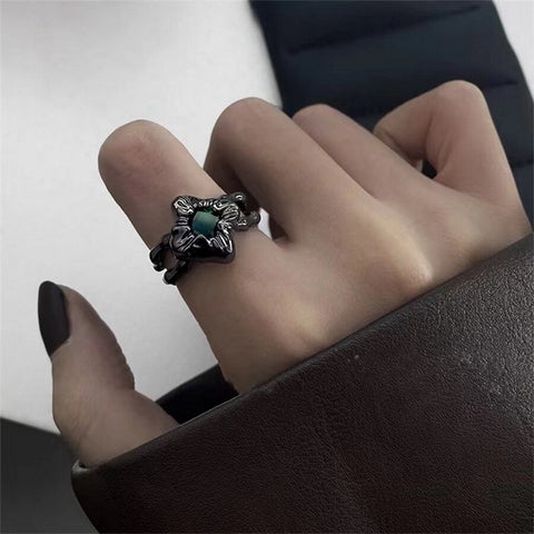 INS Minimalist Silver Color Irregular Wrinkled Surface Finger Rings Creative Geometric Punk Opening Ring for Women Girls Jewelry