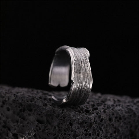 INS Minimalist Silver Color Irregular Wrinkled Surface Finger Rings Creative Geometric Punk Opening Ring for Women Girls Jewelry