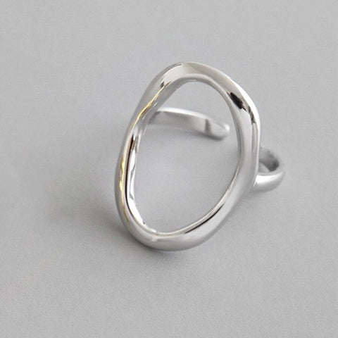 INS Minimalist Silver Color Irregular Wrinkled Surface Finger Rings Creative Geometric Punk Opening Ring for Women Girls Jewelry