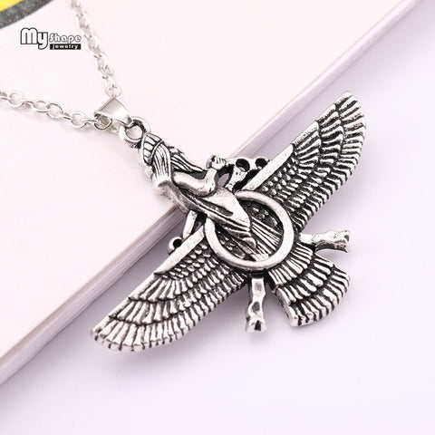 My Shape Ahura Mazda Religion Pandent Statement Necklace Men Zoroastrianism Iranian Cuture Persian Empire Necklaces for Women