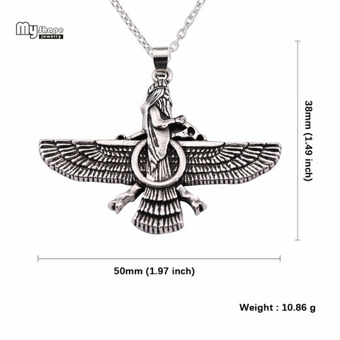 My Shape Ahura Mazda Religion Pandent Statement Necklace Men Zoroastrianism Iranian Cuture Persian Empire Necklaces for Women