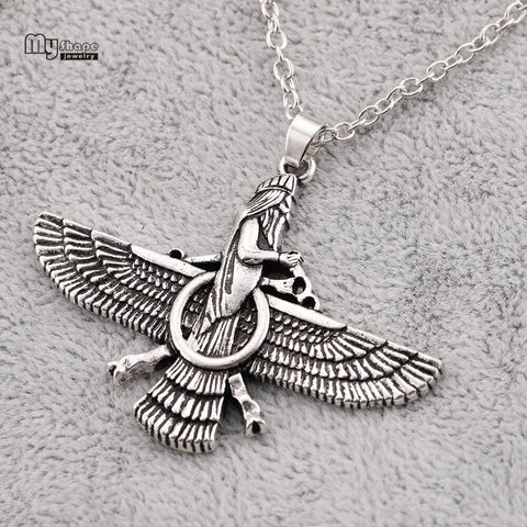 My Shape Ahura Mazda Religion Pandent Statement Necklace Men Zoroastrianism Iranian Cuture Persian Empire Necklaces for Women