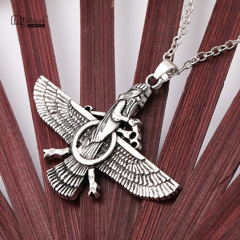 My Shape Ahura Mazda Religion Pandent Statement Necklace Men Zoroastrianism Iranian Cuture Persian Empire Necklaces for Women