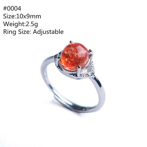 Natural Red Lepidocrocite Super 7 Seven Adjustable Ring 10x9mm 925 Sterling Silver Oval Beads Rings AAAA