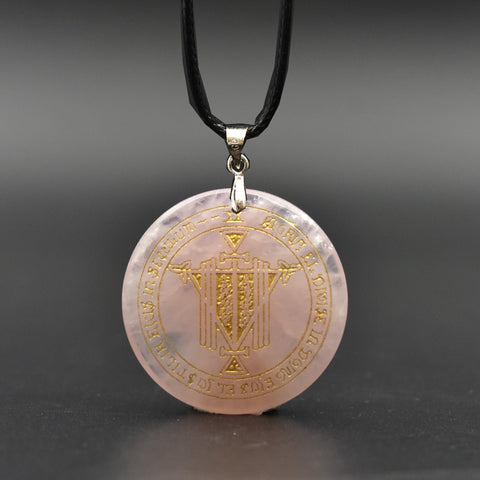 Natural obsidian pendant Necklace  Solomon amulet pendant Solomon magic circle aura runes Natural Amethyst Pendant Necklace