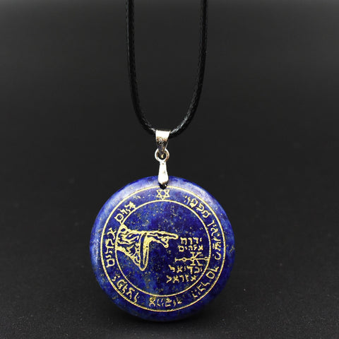 Natural obsidian pendant Necklace  Solomon amulet pendant Solomon magic circle aura runes Natural Amethyst Pendant Necklace