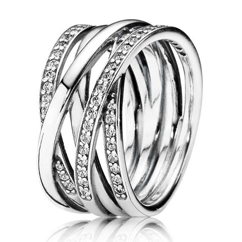 Original Pave Two-tone Signature Circles Hearts Of Halo Eternity Entwined Ring Fit 925 Sterling Silver Ring Europe Jewelry