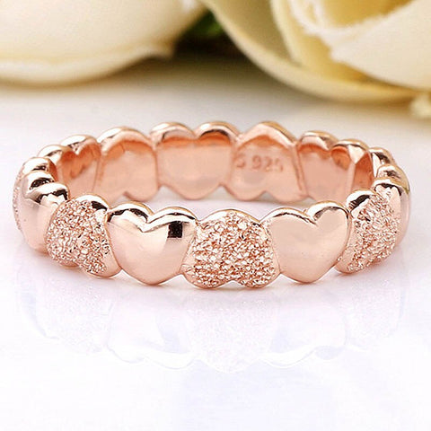 Original Rose Matte Brilliance Hearts Rings For Women 925 Sterling Silver Ring Wedding Party Gift Fine Europe Jewelry