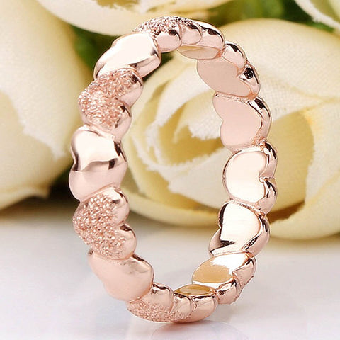 Original Rose Matte Brilliance Hearts Rings For Women 925 Sterling Silver Ring Wedding Party Gift Fine Europe Jewelry