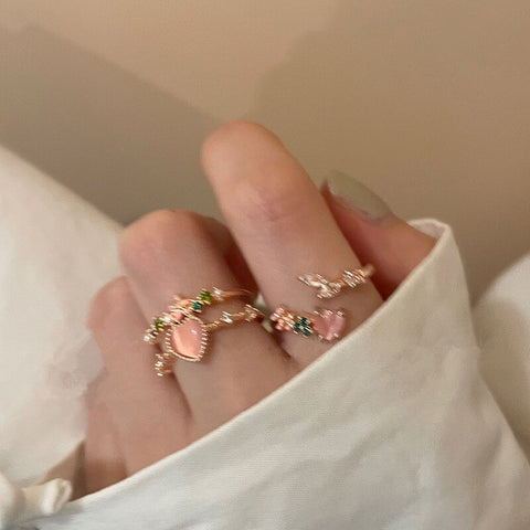 Protein Pink Shaped Adjustable Ring Design Korean Fashion Jewelry Party Women Gift Luxury Rings Jewelry Accessories Wholesale
