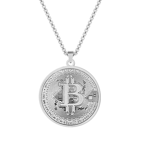 Punk Hiphop Golden BTC Bitcoin Money Metal Pendant Necklaces For Men Women Collector Jewelry Birthday Gift Party Choker