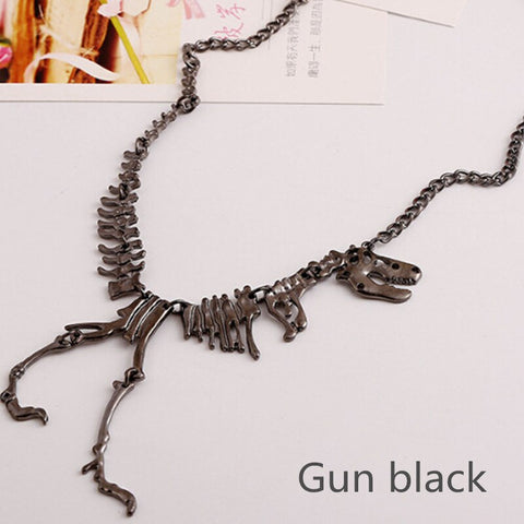 Sexy Long Gothic Tyrannosaurus Rex Skeleton Dinosaur Pendant Charm Necklace Dragon Bone Alloy Collares Jewelry