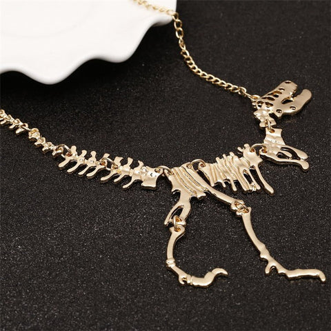 Sexy Long Gothic Tyrannosaurus Rex Skeleton Dinosaur Pendant Charm Necklace Dragon Bone Alloy Collares Jewelry