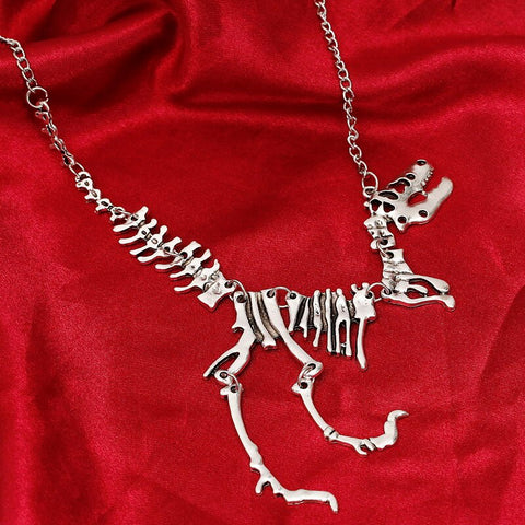 Sexy Long Gothic Tyrannosaurus Rex Skeleton Dinosaur Pendant Charm Necklace Dragon Bone Alloy Collares Jewelry