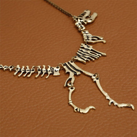 Sexy Long Gothic Tyrannosaurus Rex Skeleton Dinosaur Pendant Charm Necklace Dragon Bone Alloy Collares Jewelry