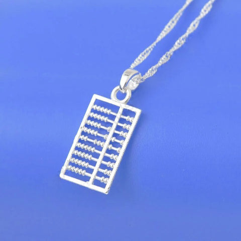 Simple 925 Sterling Silver Pendant Necklace Retro Classic Style Cross Chinese Abacus for Women Thanksgiving Gift