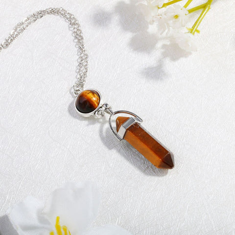 Simple Sun Moon Choker Necklace Natural Stone Hexagonal Column Necklaces Pendants Fashion Bullet Crystal Necklace Women Jewelry